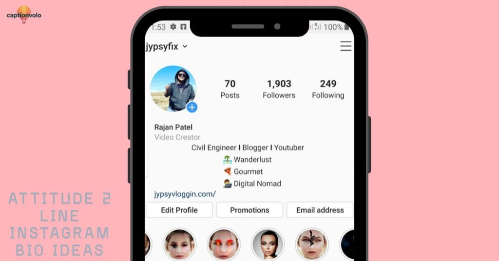 Attitude 2 Line Instagram Bio Ideas